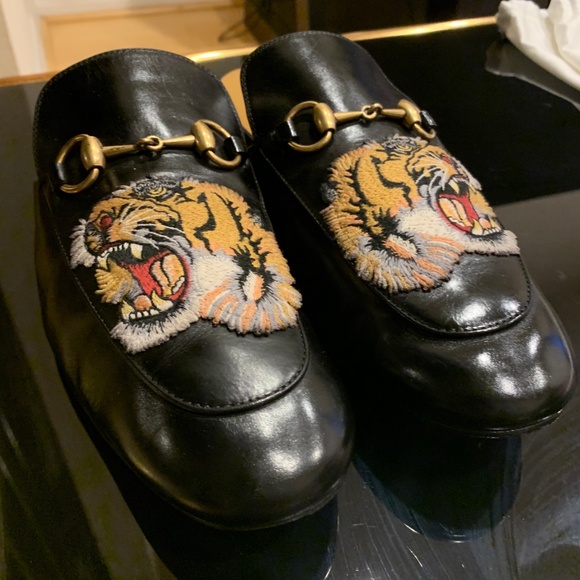 Gucci Princetown King's Tiger Leather Loafer Flats - Main Image